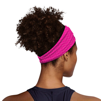 Magenta Pink Zigzag Pattern Print Sports Headband