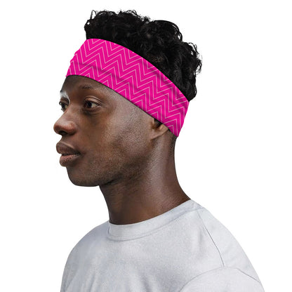 Magenta Pink Zigzag Pattern Print Sports Headband