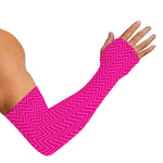 Magenta Pink Zigzag Pattern Print Sun Protection Arm Sleeves