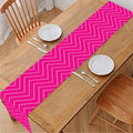 Magenta Pink Zigzag Pattern Print Table Runner