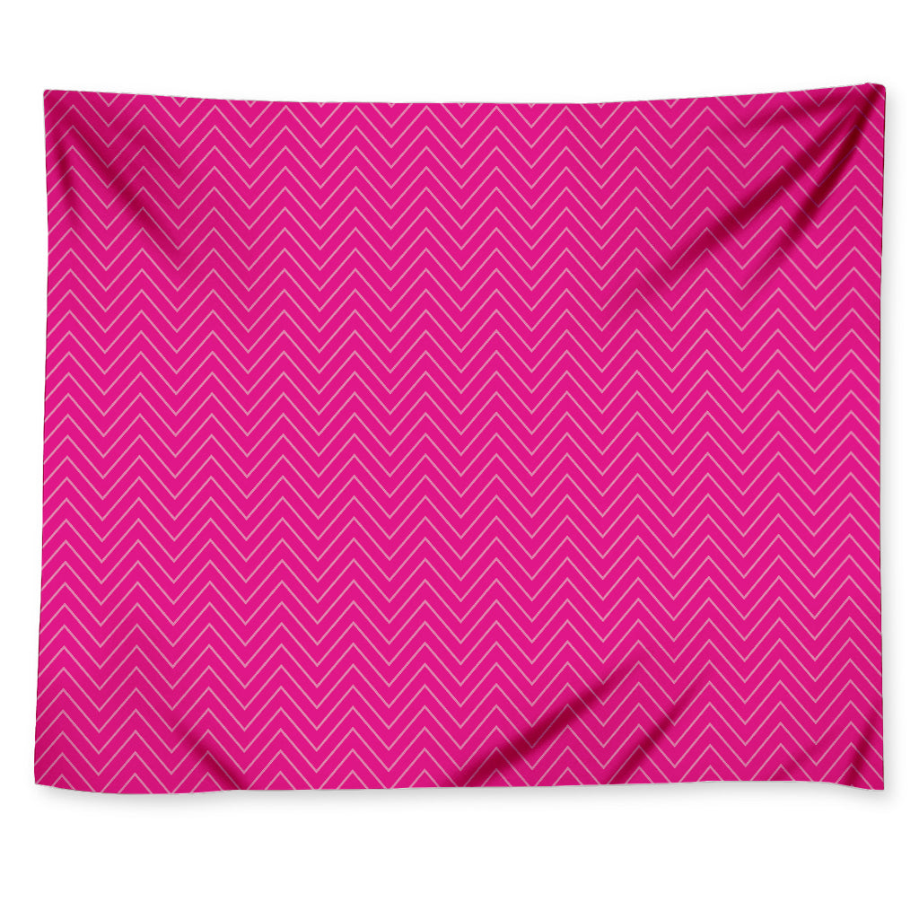 Magenta Pink Zigzag Pattern Print Tapestry