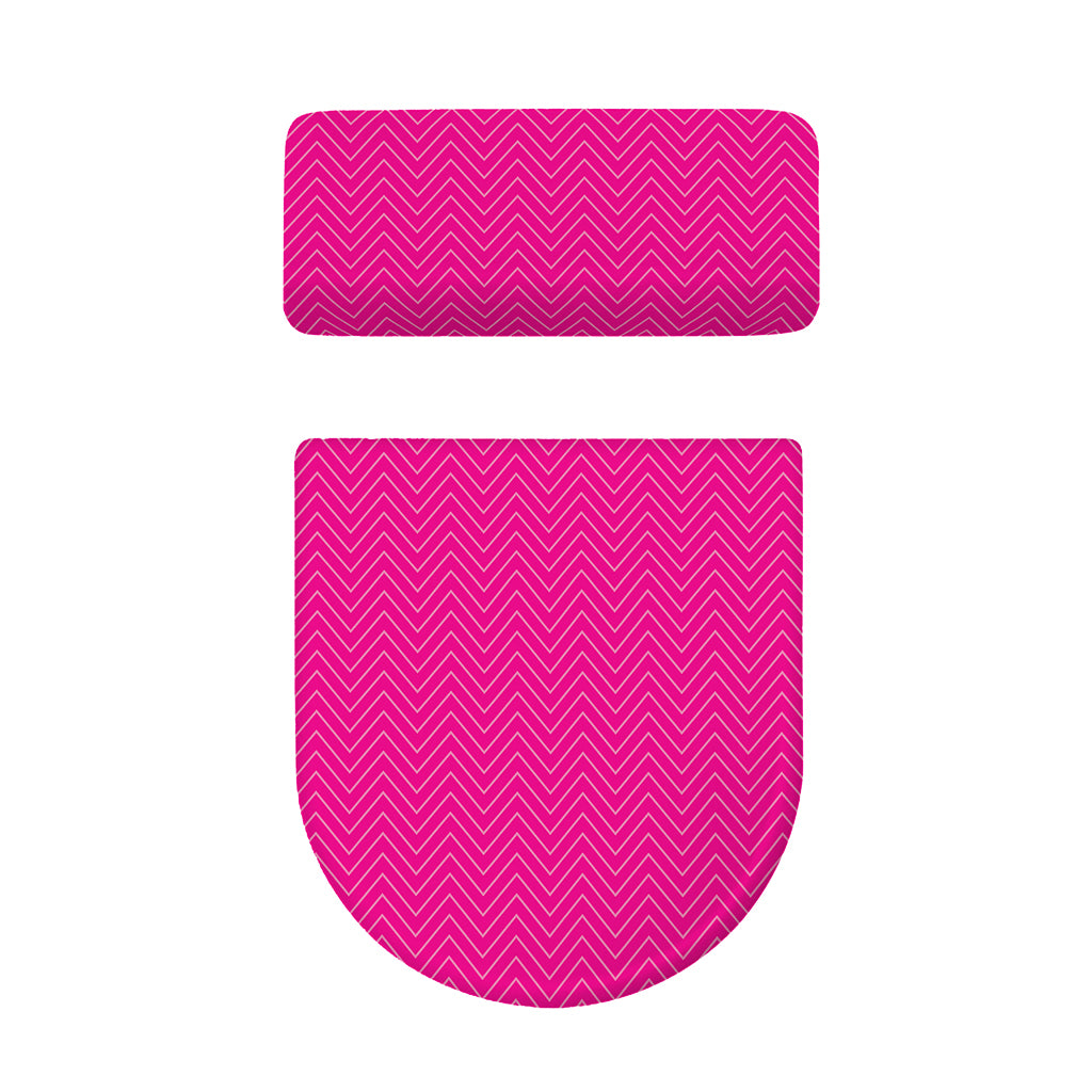 Magenta Pink Zigzag Pattern Print Toilet Lid And Tank Cover Set