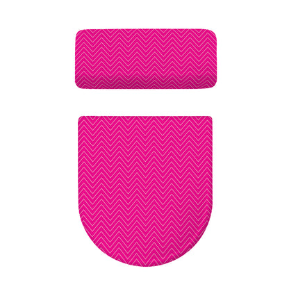 Magenta Pink Zigzag Pattern Print Toilet Lid And Tank Cover Set