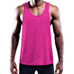 Magenta Pink Zigzag Pattern Print Training Tank Top