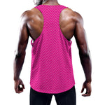 Magenta Pink Zigzag Pattern Print Training Tank Top