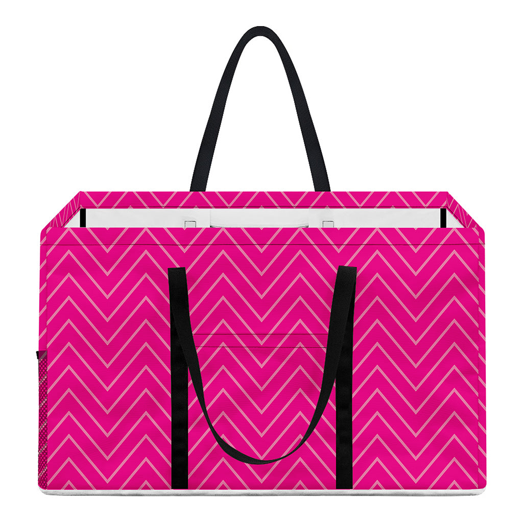 Magenta Pink Zigzag Pattern Print Utility Tote Bag