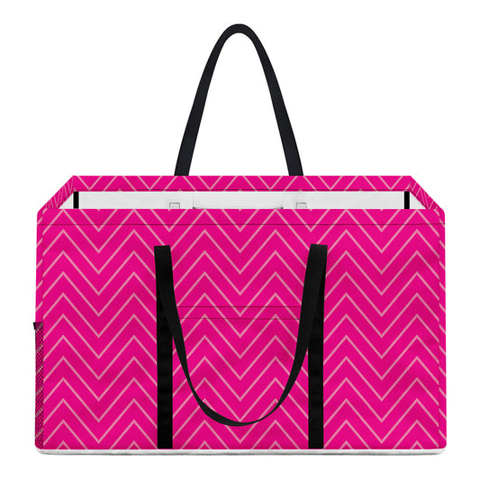 Magenta Pink Zigzag Pattern Print Utility Tote Bag