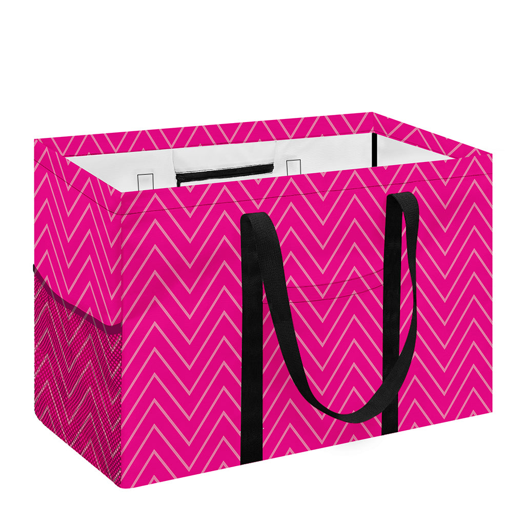 Magenta Pink Zigzag Pattern Print Utility Tote Bag