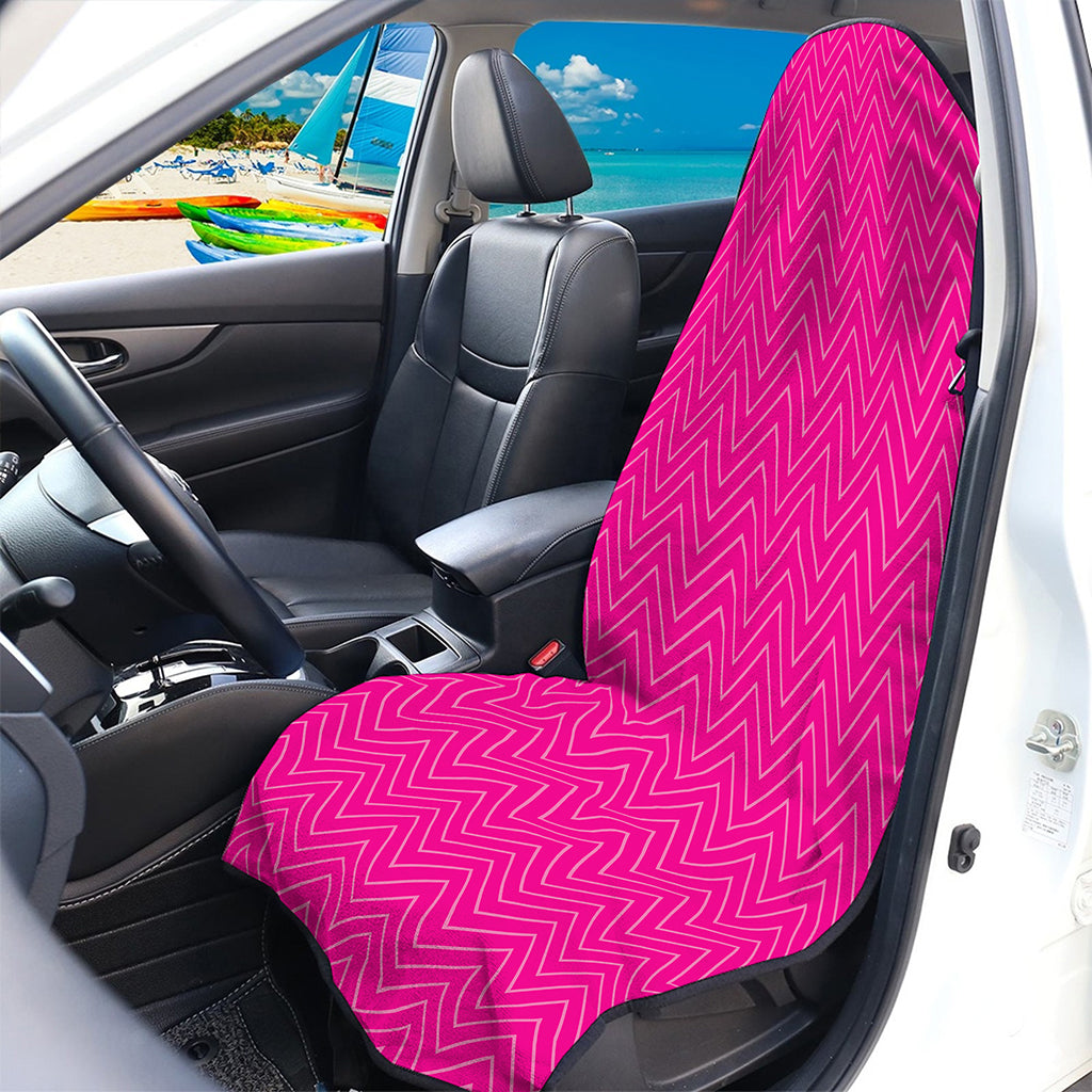 Magenta Pink Zigzag Pattern Print Waterproof Car Seat Cover