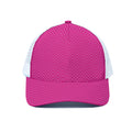 Magenta Pink Zigzag Pattern Print White Mesh Trucker Hat
