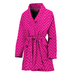 Magenta Pink Zigzag Pattern Print Women's Bathrobe