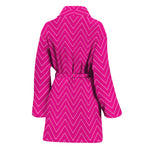 Magenta Pink Zigzag Pattern Print Women's Bathrobe