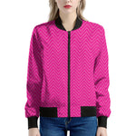 Magenta Pink Zigzag Pattern Print Women's Bomber Jacket