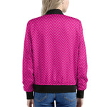 Magenta Pink Zigzag Pattern Print Women's Bomber Jacket