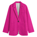 Magenta Pink Zigzag Pattern Print Women's Cotton Blazer