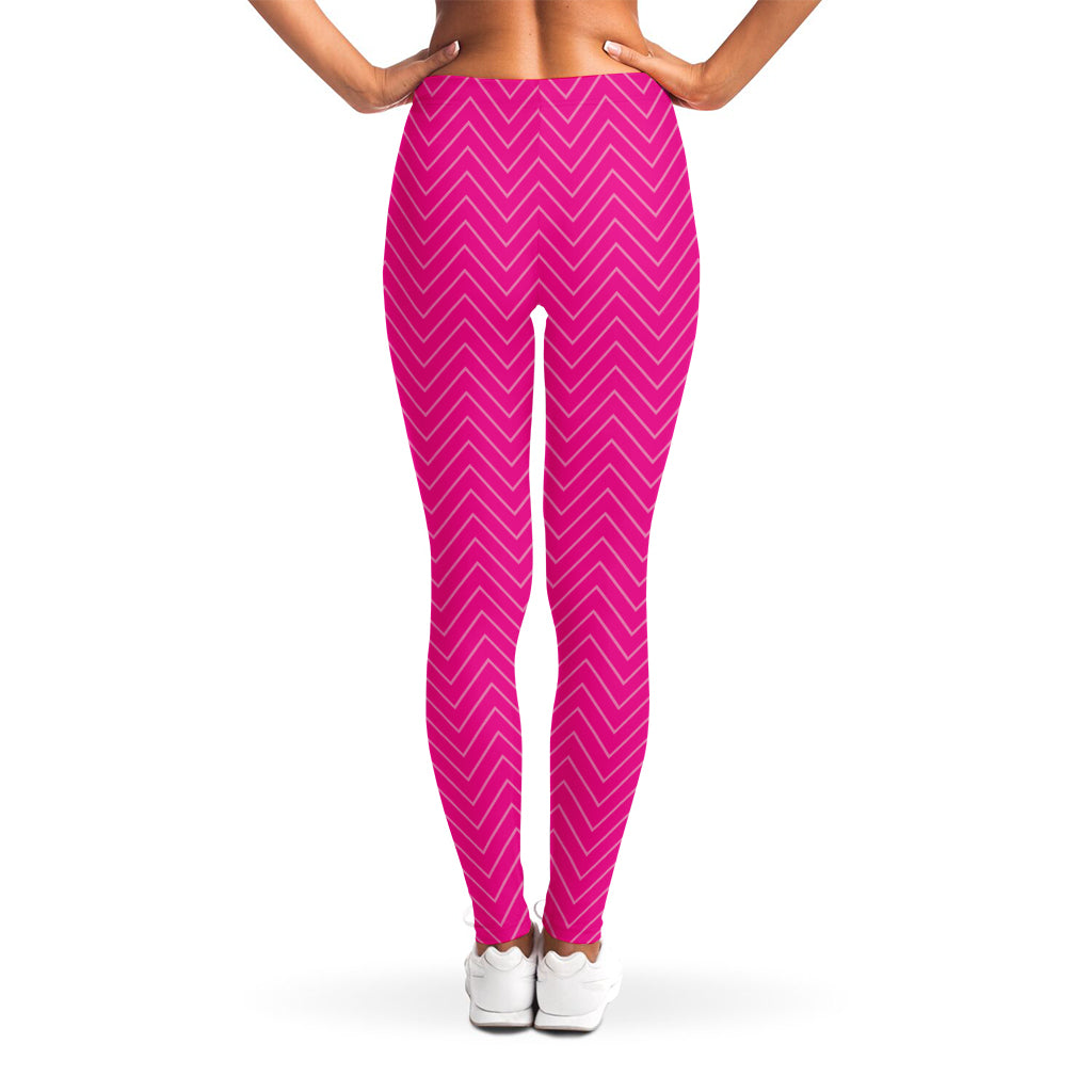 Magenta Pink Zigzag Pattern Print Women's Leggings