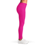 Magenta Pink Zigzag Pattern Print Women's Leggings