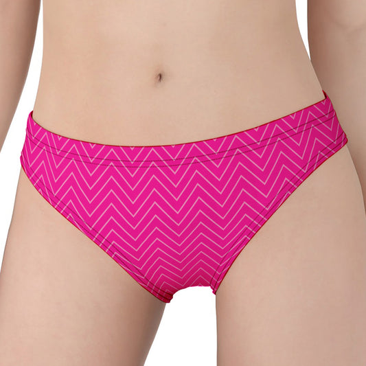 Magenta Pink Zigzag Pattern Print Women's Panties