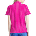 Magenta Pink Zigzag Pattern Print Women's Polo Shirt