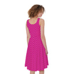 Magenta Pink Zigzag Pattern Print Women's Sleeveless Dress