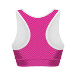 Magenta Pink Zigzag Pattern Print Women's Sports Bra