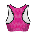 Magenta Pink Zigzag Pattern Print Women's Sports Bra