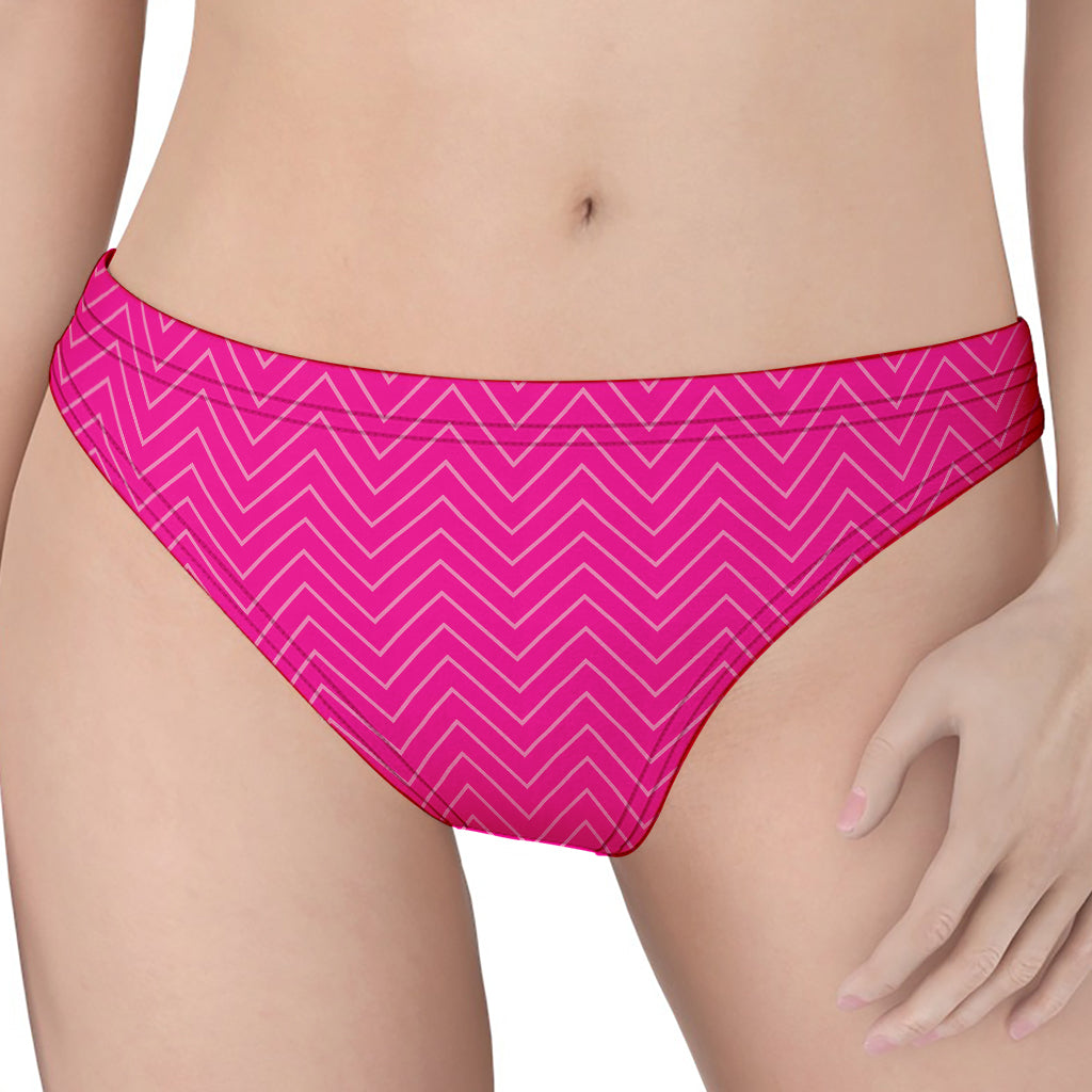 Magenta Pink Zigzag Pattern Print Women's Thong