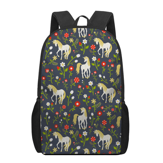Magic Floral Unicorn Pattern Print 17 Inch Backpack