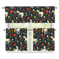 Magic Floral Unicorn Pattern Print 3 Piece Kitchen Curtains