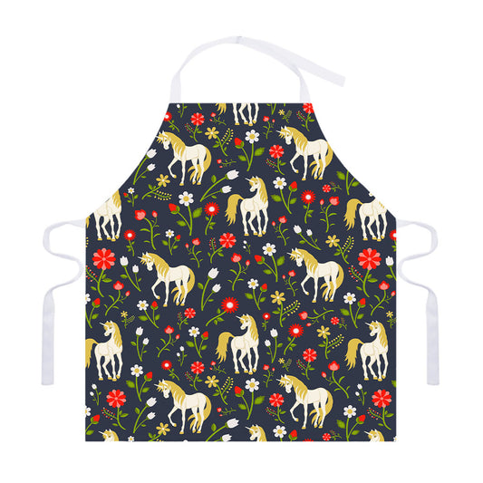 Magic Floral Unicorn Pattern Print Adjustable Apron