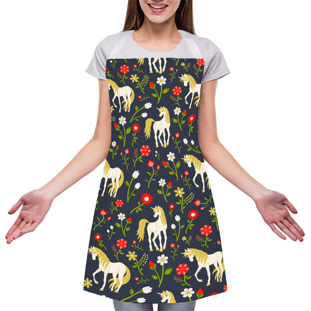 Magic Floral Unicorn Pattern Print Adjustable Apron