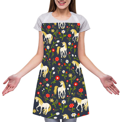 Magic Floral Unicorn Pattern Print Adjustable Apron