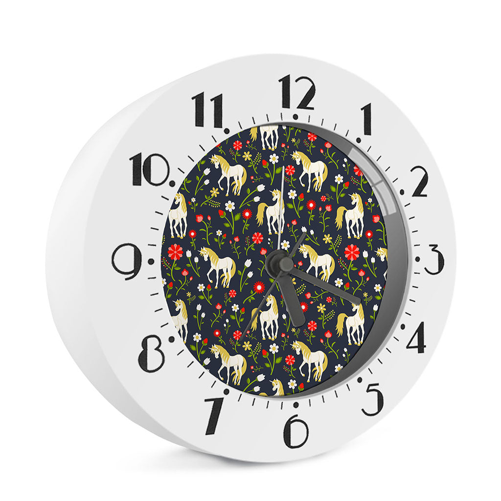 Magic Floral Unicorn Pattern Print Alarm Clock