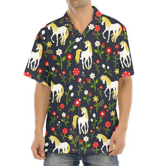 Magic Floral Unicorn Pattern Print Aloha Shirt