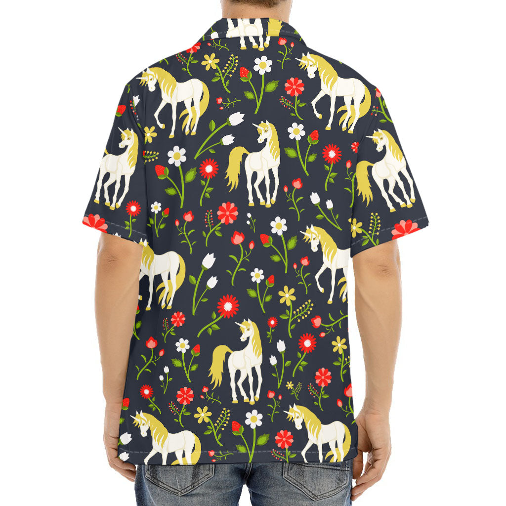 Magic Floral Unicorn Pattern Print Aloha Shirt
