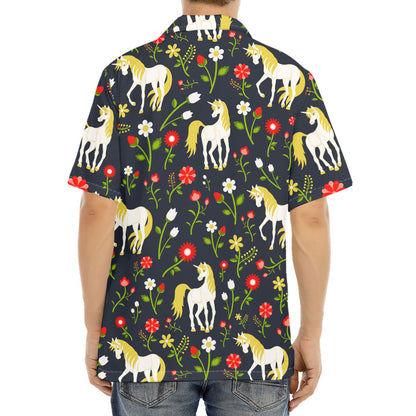 Magic Floral Unicorn Pattern Print Aloha Shirt