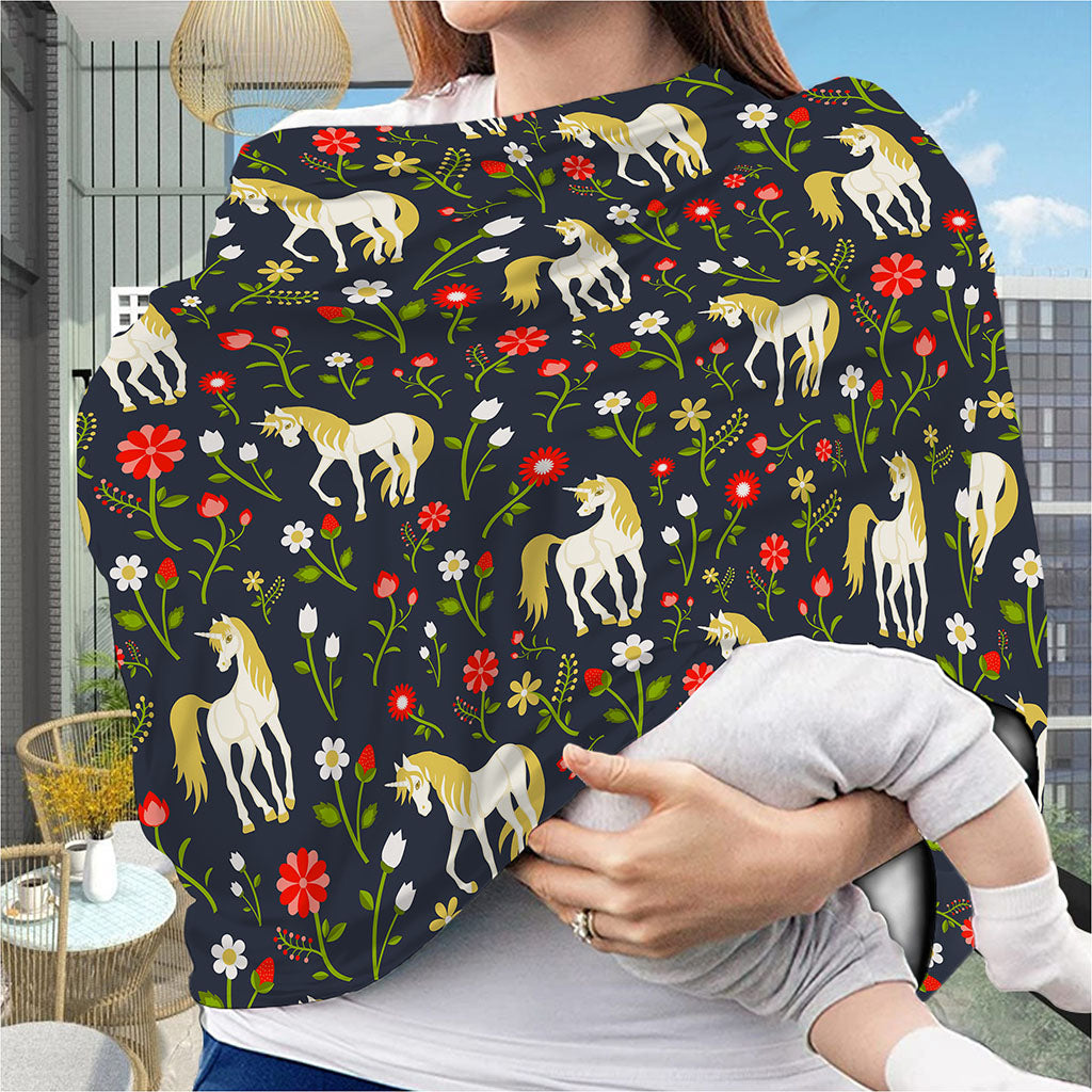 Magic Floral Unicorn Pattern Print Baby Seat Cover
