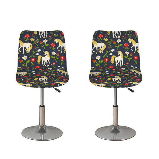 Magic Floral Unicorn Pattern Print Bar Stool Covers