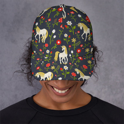 Magic Floral Unicorn Pattern Print Baseball Cap