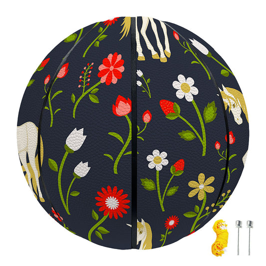 Magic Floral Unicorn Pattern Print Basketball