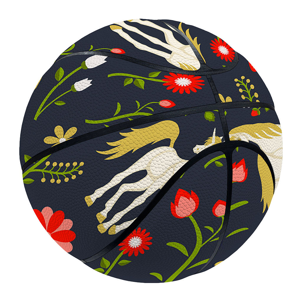 Magic Floral Unicorn Pattern Print Basketball