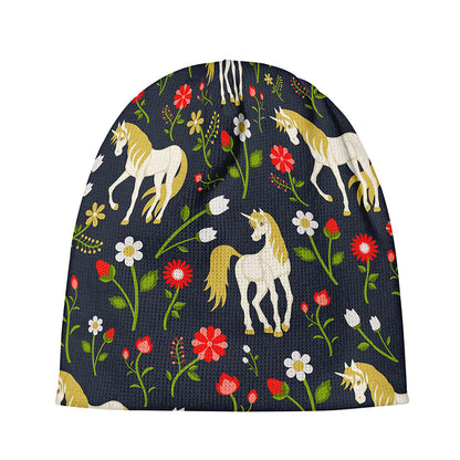 Magic Floral Unicorn Pattern Print Beanie