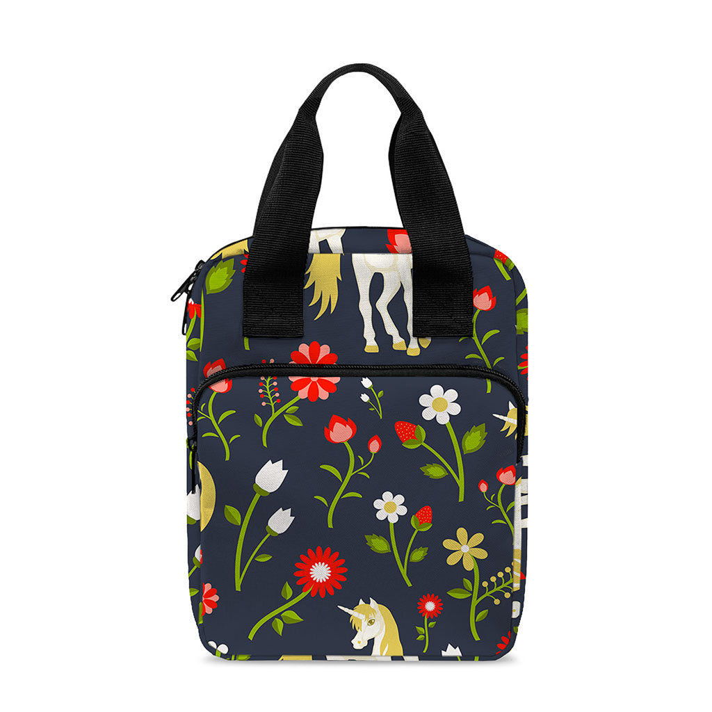 Magic Floral Unicorn Pattern Print Bible Tote Bag