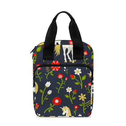 Magic Floral Unicorn Pattern Print Bible Tote Bag