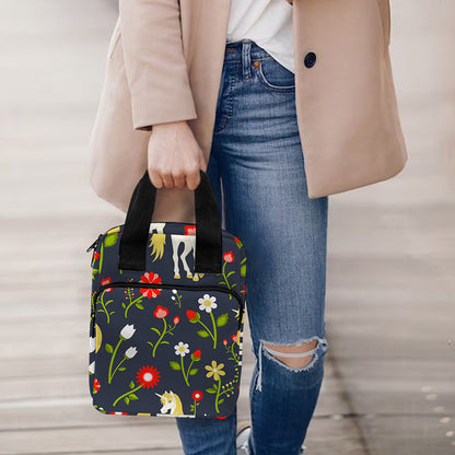 Magic Floral Unicorn Pattern Print Bible Tote Bag
