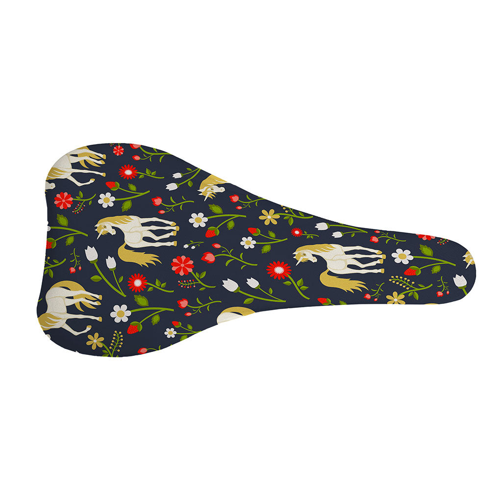 Magic Floral Unicorn Pattern Print Bicycle Seat Cover