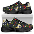 Magic Floral Unicorn Pattern Print Black Chunky Shoes
