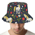 Magic Floral Unicorn Pattern Print Bucket Hat