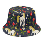 Magic Floral Unicorn Pattern Print Bucket Hat