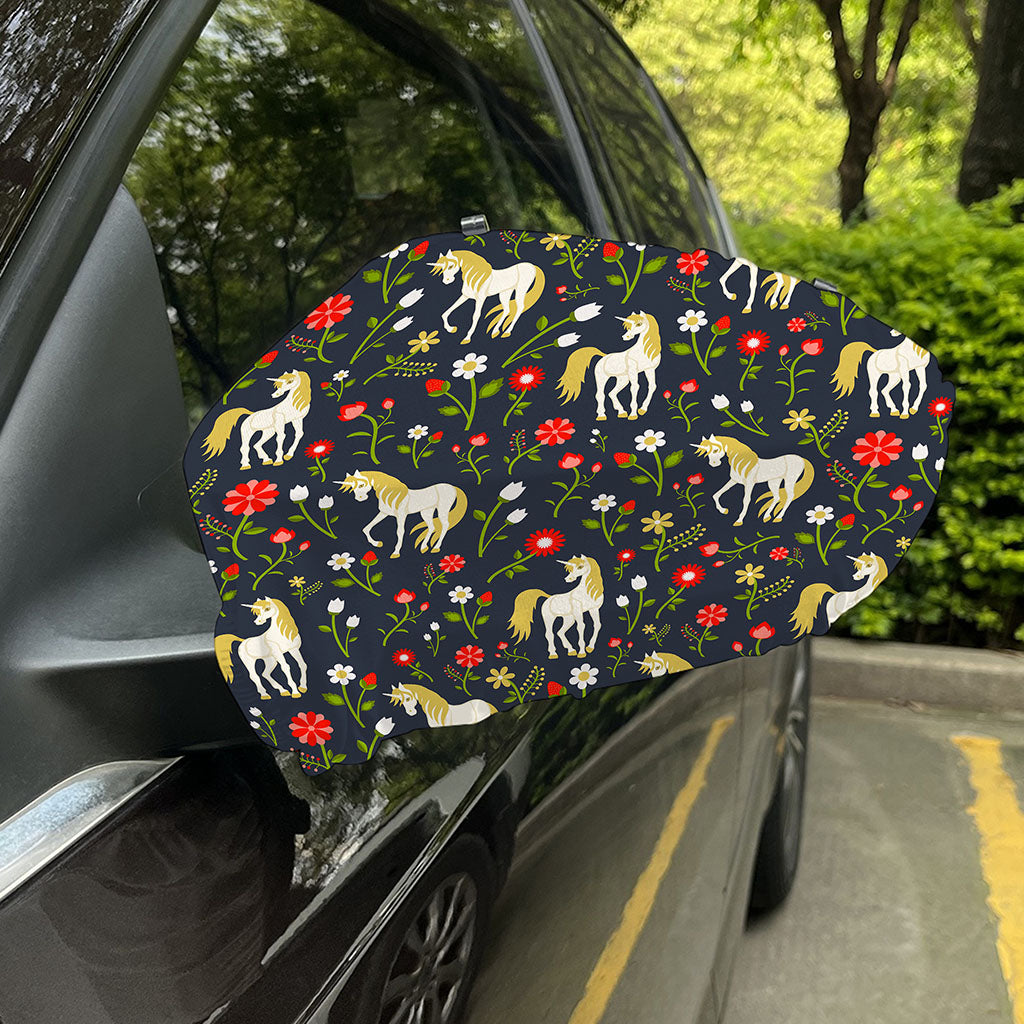 Magic Floral Unicorn Pattern Print Car Side Mirror Covers